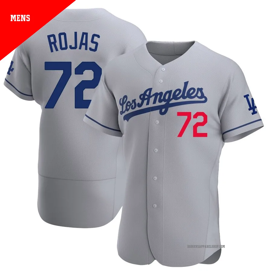 Men's Los Angeles Dodgers ＃72 Miguel Rojas Gray Authentic Away Jersey