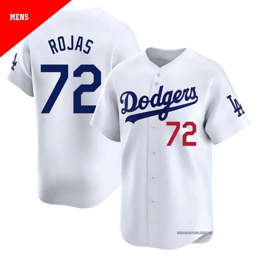 Men's Los Angeles Dodgers ＃72 Miguel Rojas White Limited Home Jersey