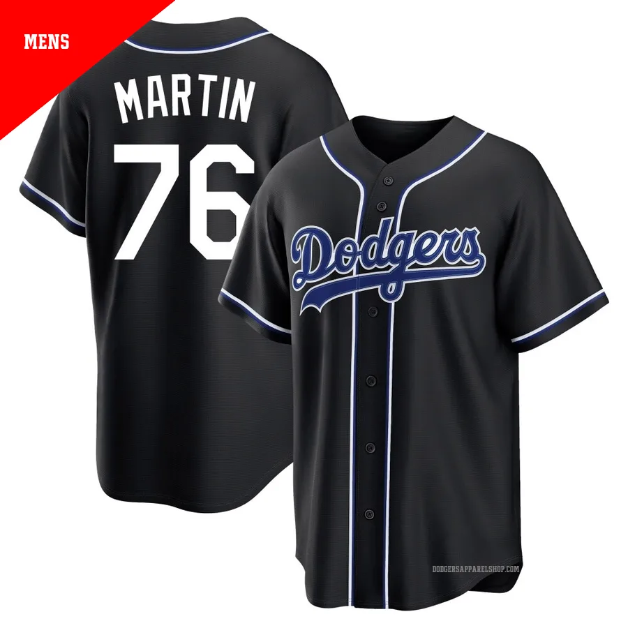 Men's Los Angeles Dodgers ＃76 J.D. Martin Black Replica Fashion Out Jersey