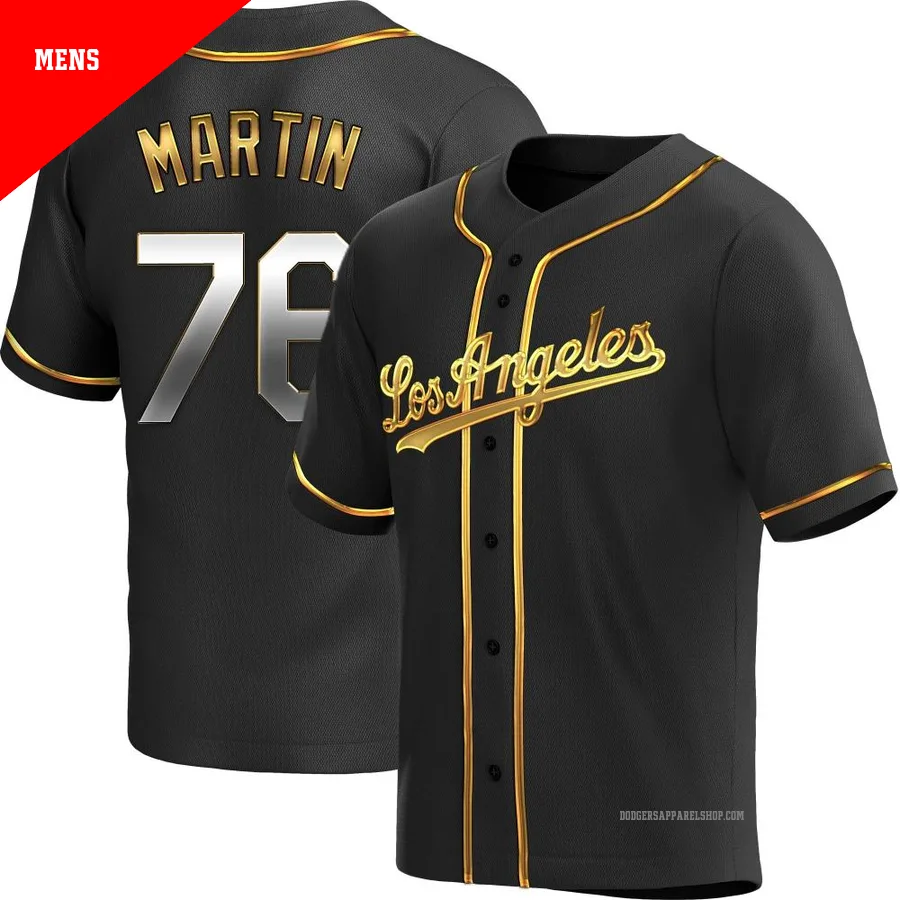 Men's Los Angeles Dodgers ＃76 J.D. Martin Gold Replica Black en Alternate Jersey