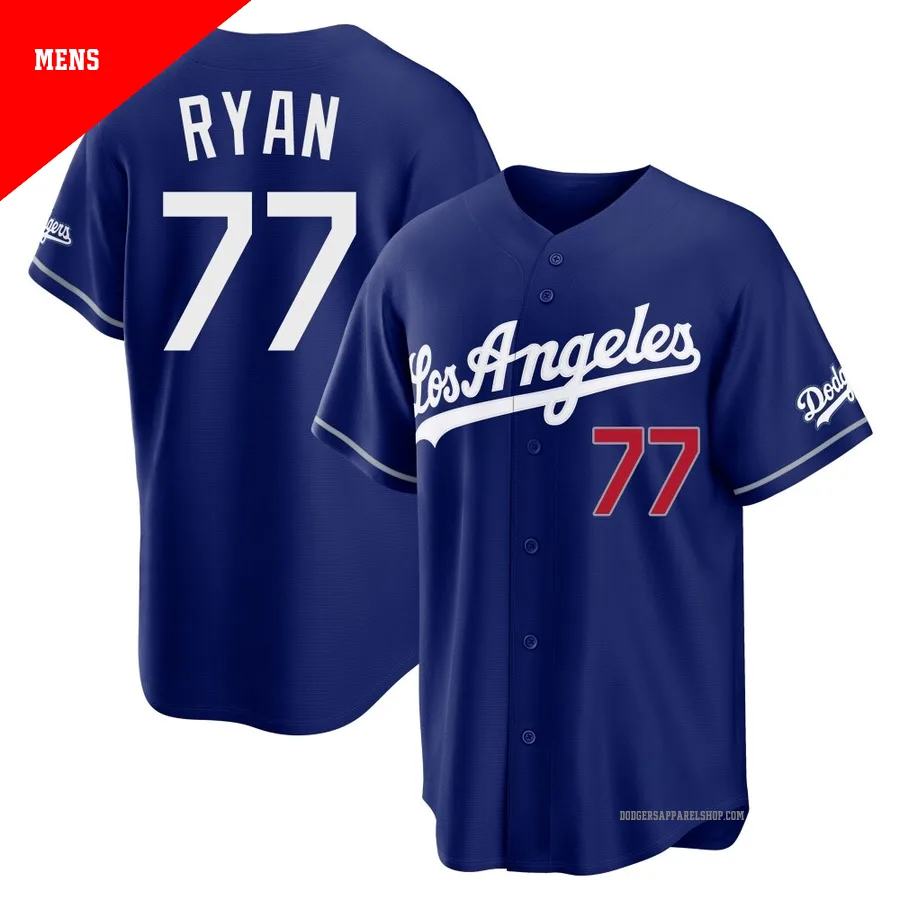 Men's Los Angeles Dodgers ＃77 River Ryan Royal Limited Alternate Stadium Jersey