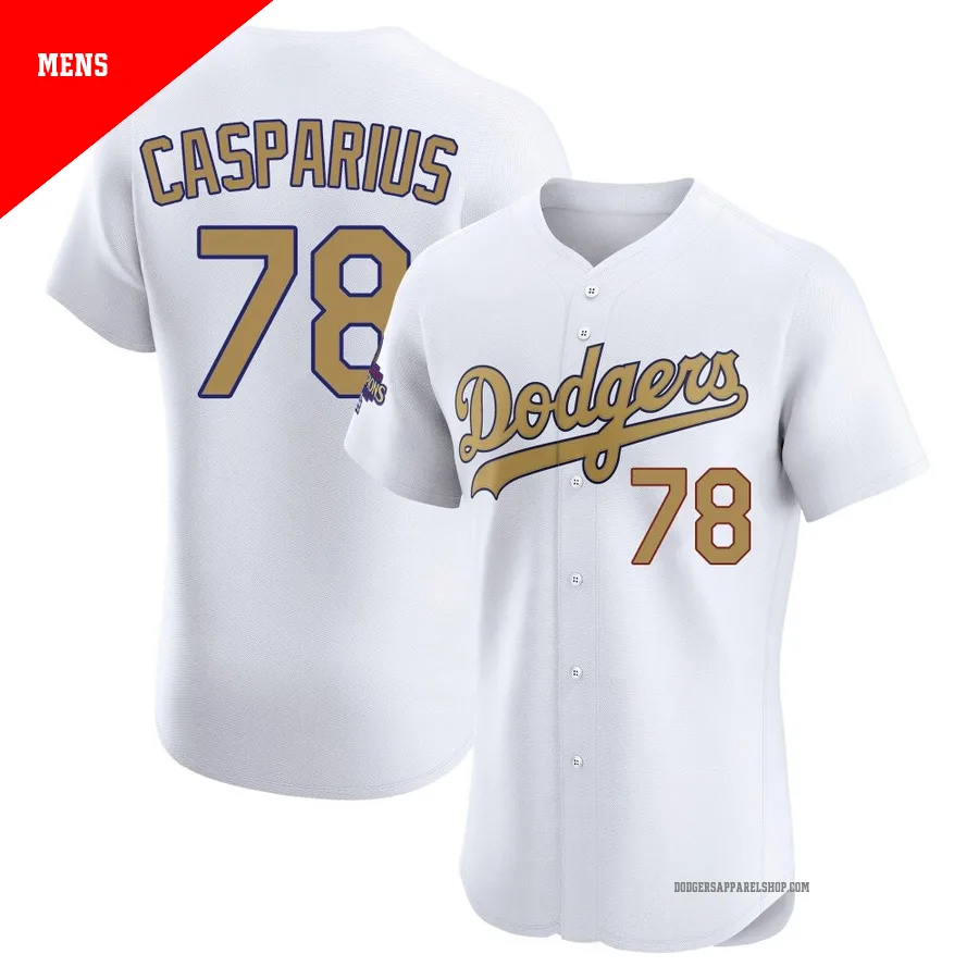 Men's Los Angeles Dodgers ＃78 Ben Casparius Gold Elite White 2025 Collection Jersey