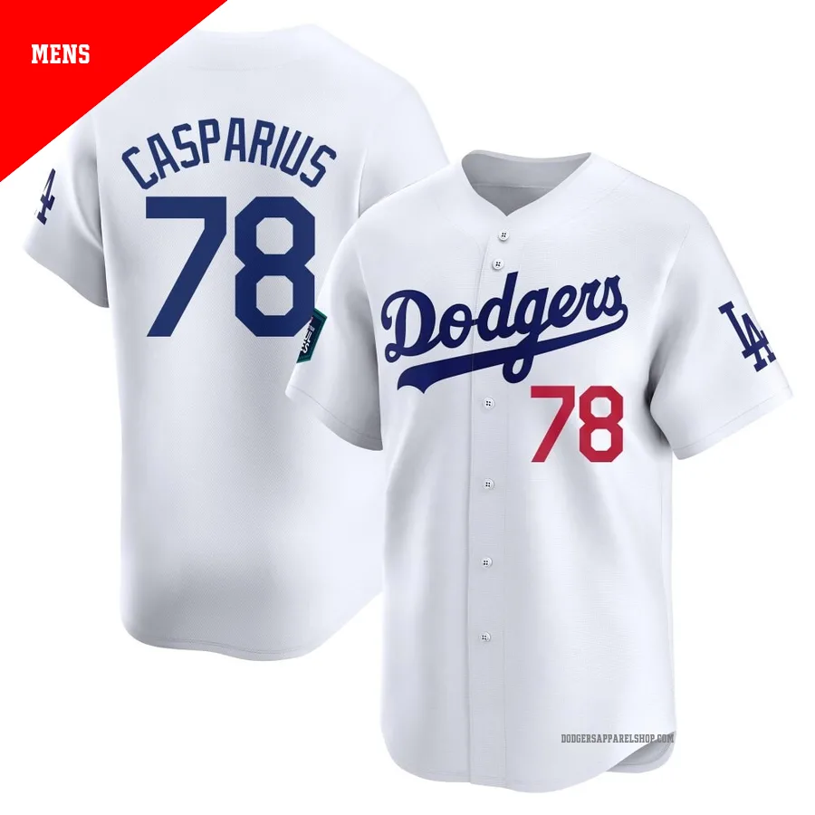 Men's Los Angeles Dodgers ＃78 Ben Casparius White Limited 2024 World Tour Seoul Series Home Jersey