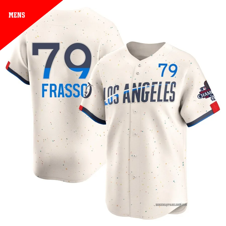 Men's Los Angeles Dodgers ＃79 Nick Frasso Cream Limited 2024 City Connect World Series Champions Jersey