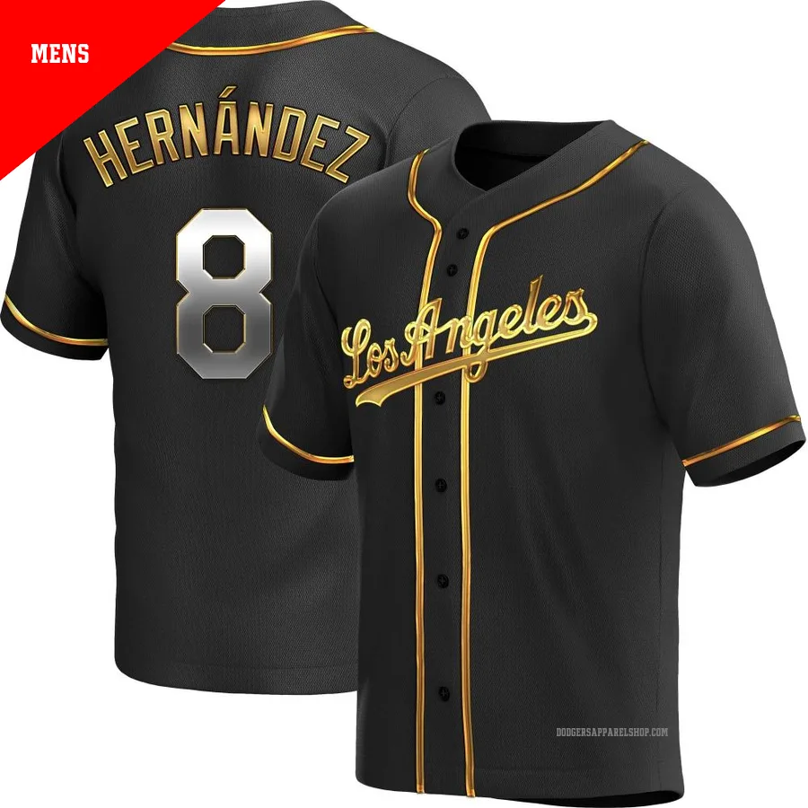 Men's Los Angeles Dodgers ＃8 Enrique Hernandez Gold Replica Black en Alternate Jersey