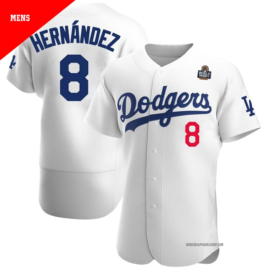 Men's Los Angeles Dodgers ＃8 Enrique Hernandez White Authentic Home Official 2024 World Series Jersey