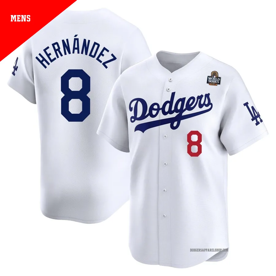 Men's Los Angeles Dodgers ＃8 Enrique Hernandez White Limited Home 2024 World Series Jersey