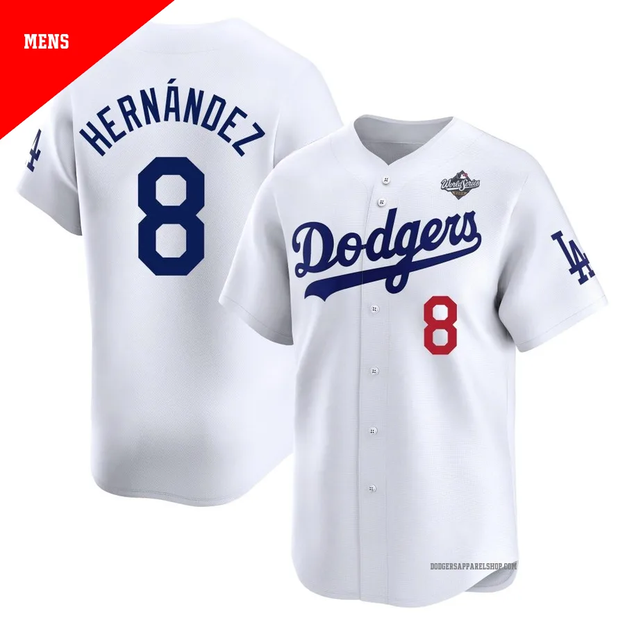 Men's Los Angeles Dodgers ＃8 Enrique Hernandez White Limited Home 2025 World Series Jersey