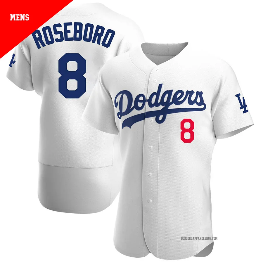 Men's Los Angeles Dodgers ＃8 John Roseboro White Authentic Home Jersey