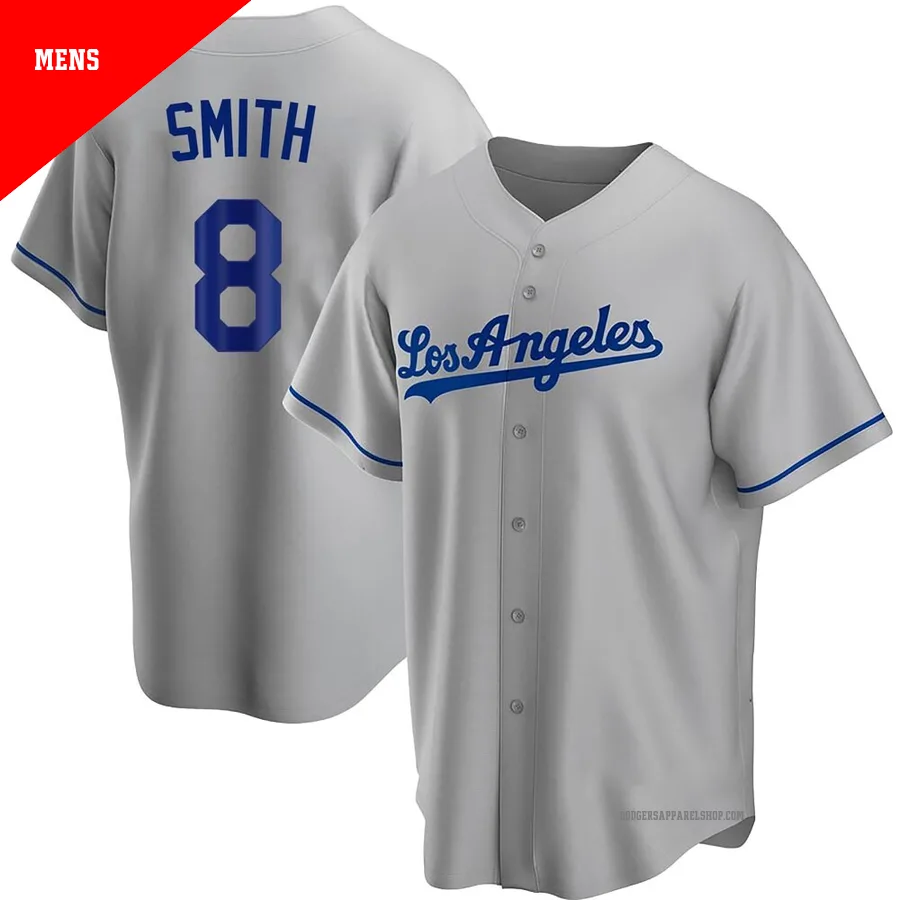 Men's Los Angeles Dodgers ＃8 Reggie Smith Gray Replica Road Jersey