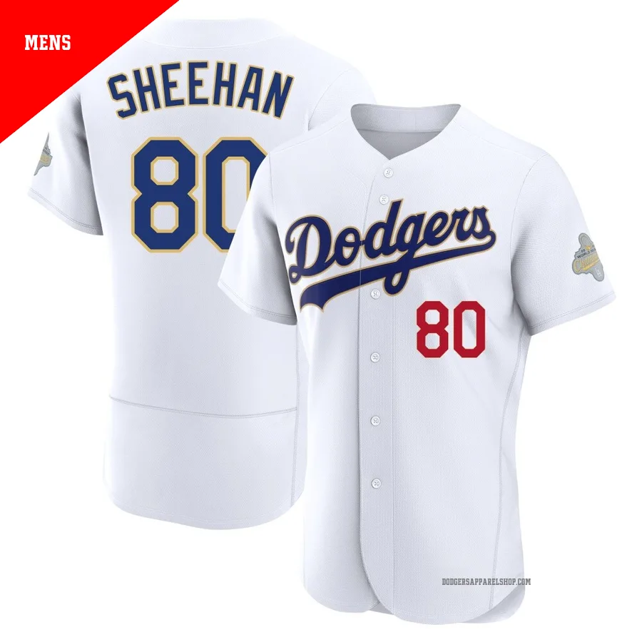Men's Los Angeles Dodgers ＃80 Emmet Sheehan Gold Authentic White 2026 Collection Jersey
