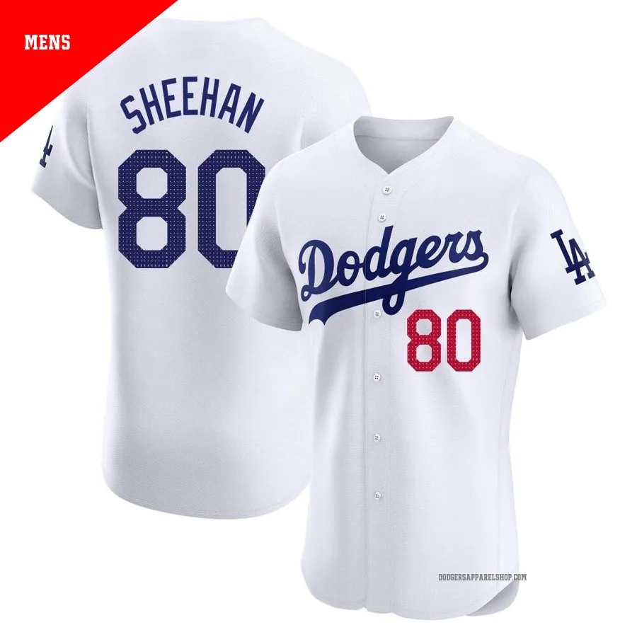 Men's Los Angeles Dodgers ＃80 Emmet Sheehan White Elite Home Jersey
