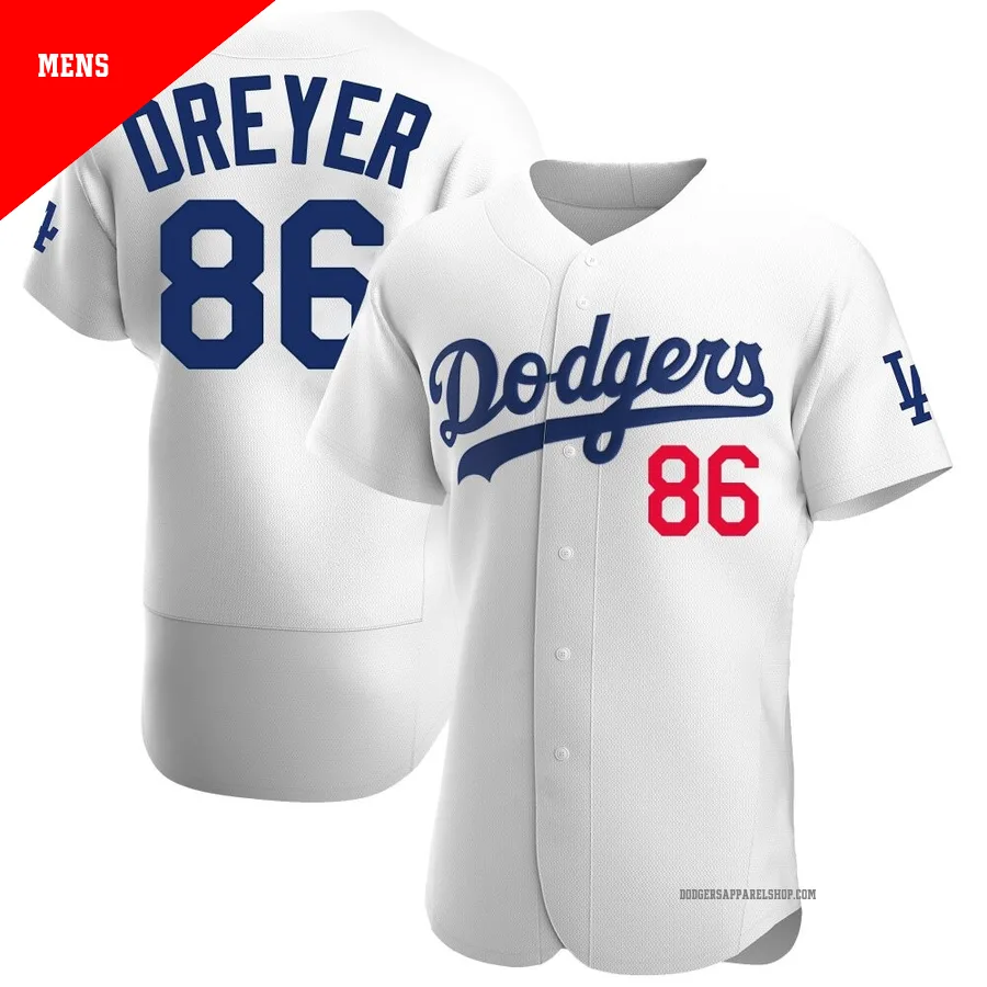 Men's Los Angeles Dodgers ＃86 Jack Dreyer White Authentic Home Jersey