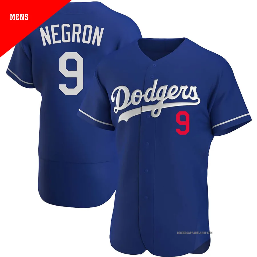 Men's Los Angeles Dodgers ＃9 Kristopher Negron Royal Authentic Alternate Jersey