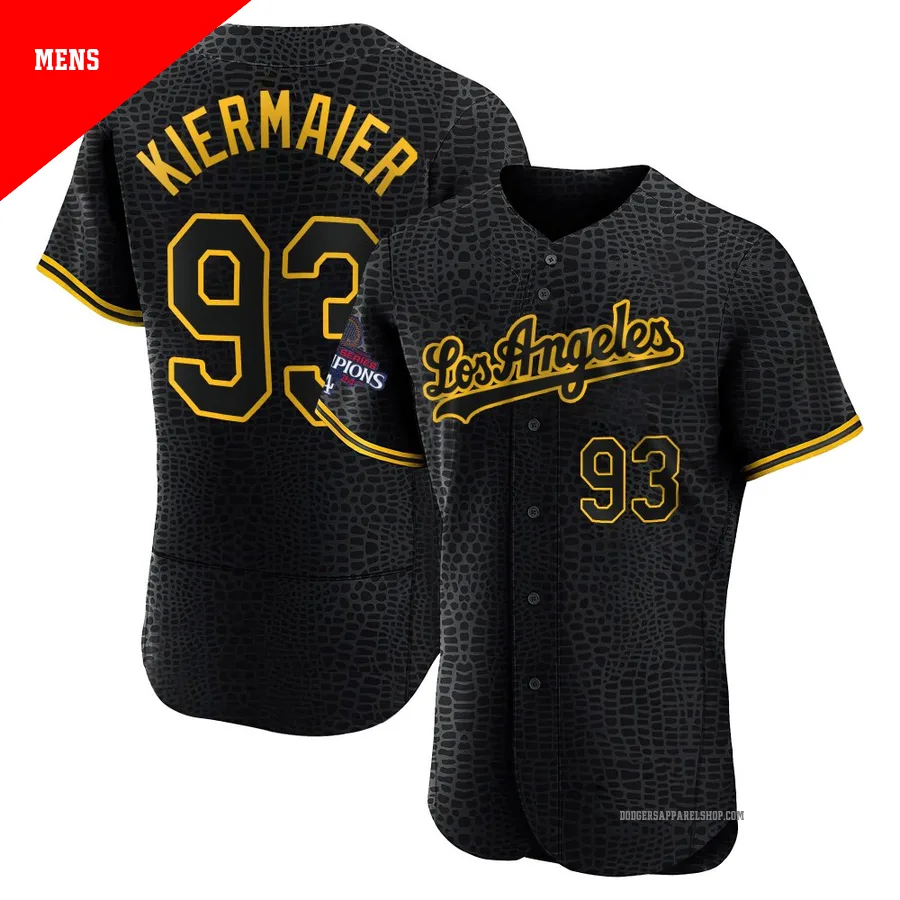 Men's Los Angeles Dodgers ＃93 Kevin Kiermaier Black Authentic Snake Skin City 2024 World Series Champions Jersey
