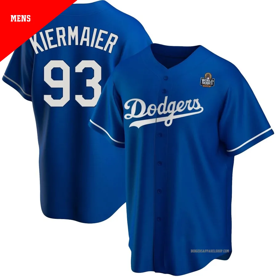 Men's Los Angeles Dodgers ＃93 Kevin Kiermaier Royal Replica Alternate 2024 World Series Jersey