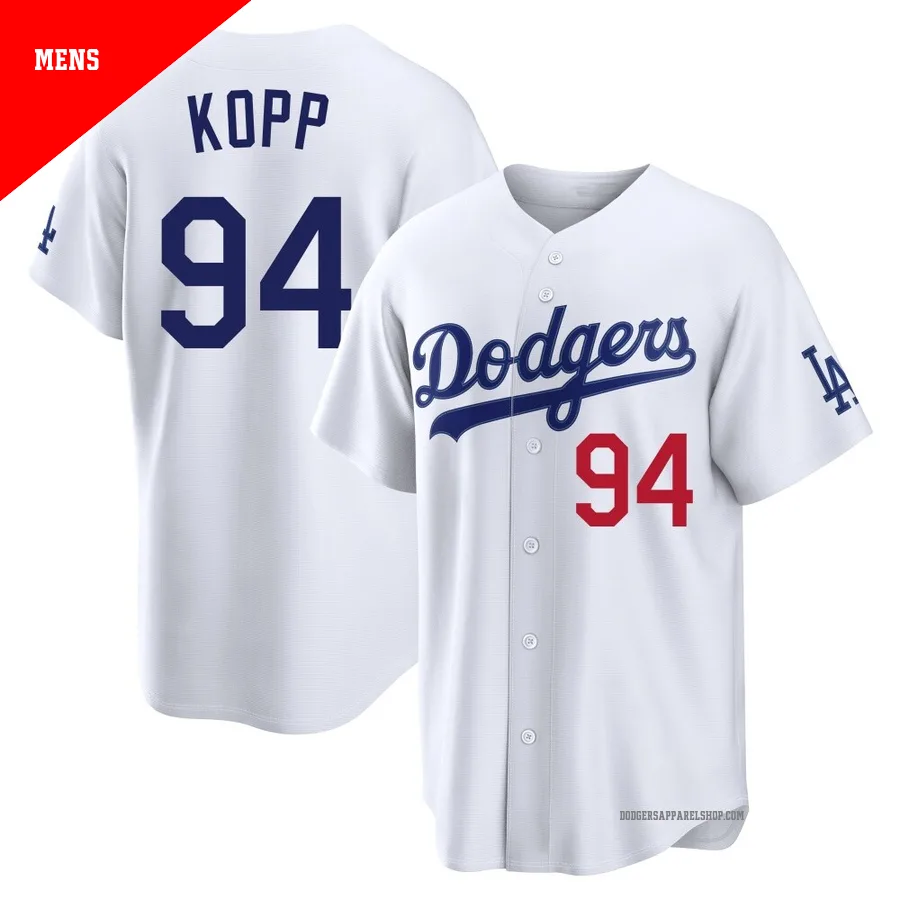 Men's Los Angeles Dodgers ＃94 Ronan Kopp White Limited Home Stadium Jersey