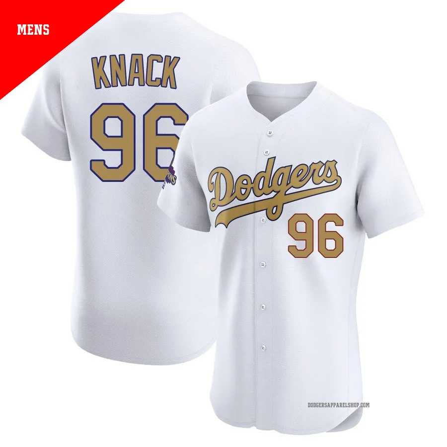 Men's Los Angeles Dodgers ＃96 Landon Knack Gold Elite White 2025 Collection Jersey