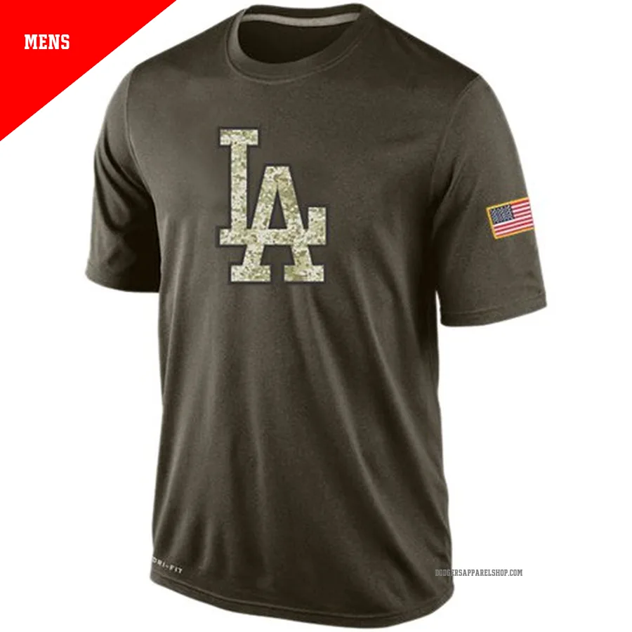 Men's Los Angeles Dodgers Olive Dri-Fit Salute To Service KO Performance T-Shirt