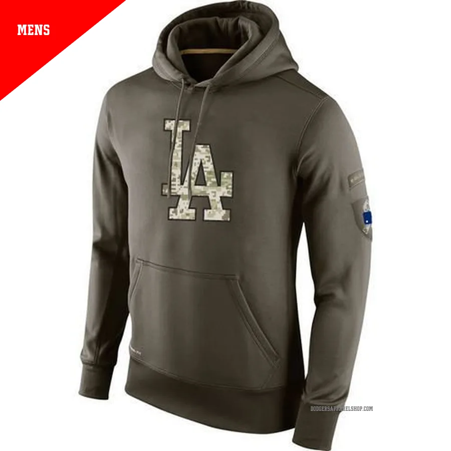 Men's Los Angeles Dodgers Olive Salute to Service KO Performance Hoodie