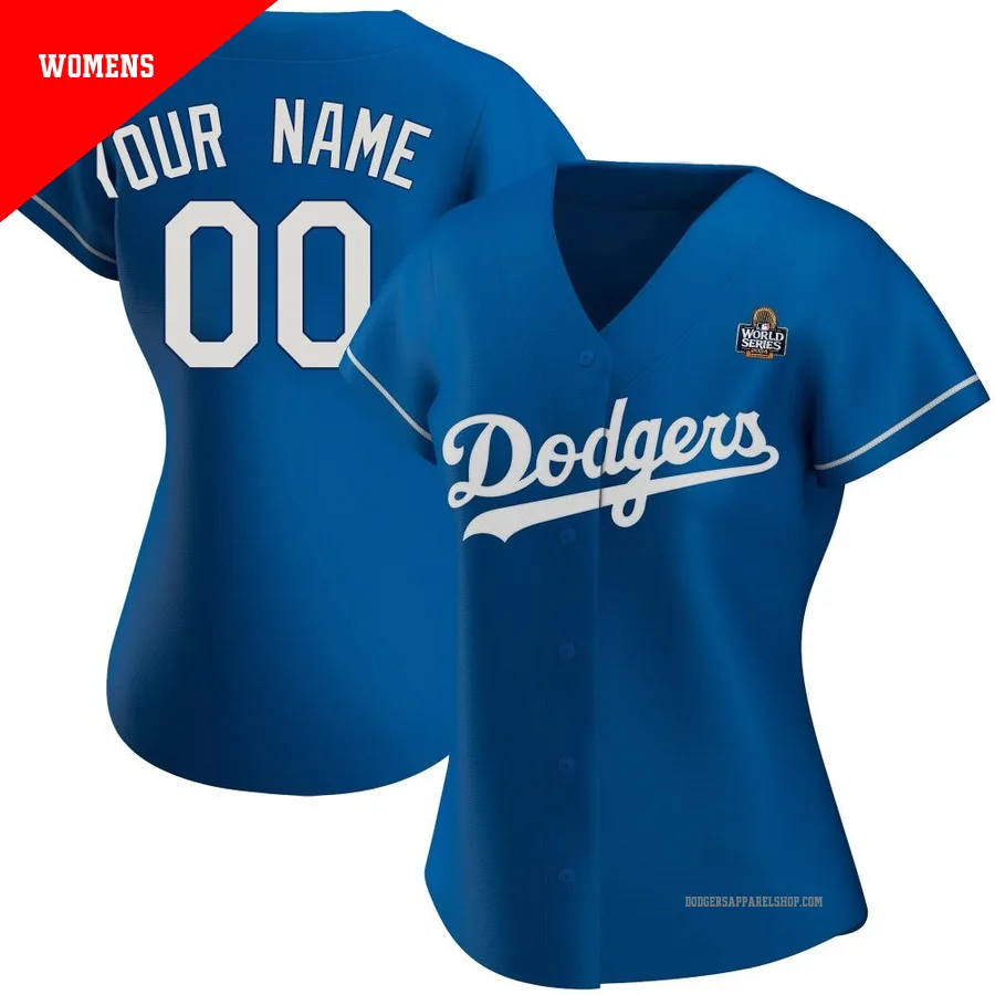 Women's Los Angeles Dodgers ＃00 Custom Royal Replica Alternate 2024 World Series Jersey
