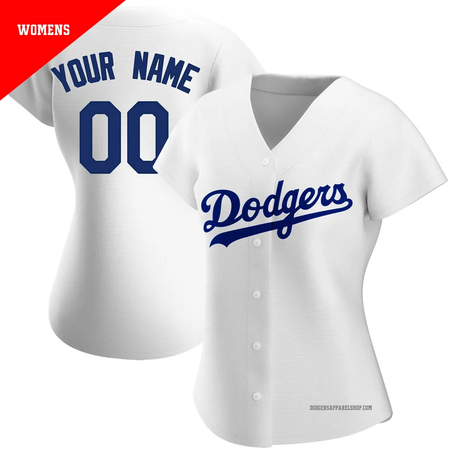 Women's Los Angeles Dodgers ＃00 Custom White Authentic Home Jersey