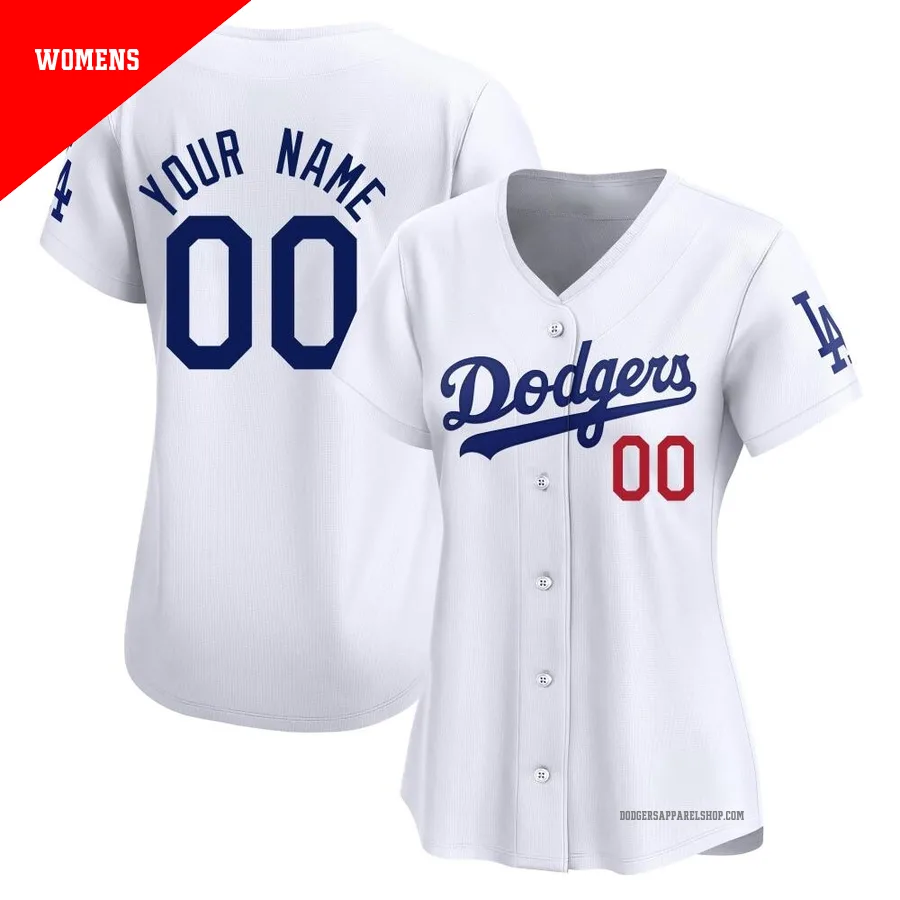 Women's Los Angeles Dodgers ＃00 Custom White Limited Home Jersey