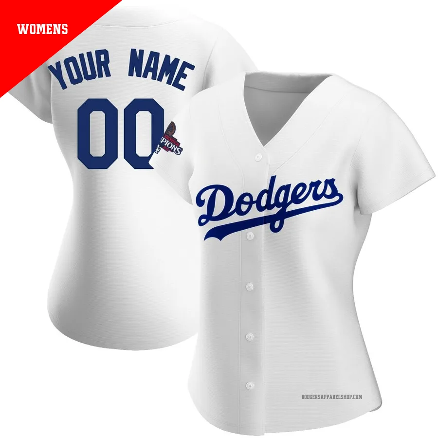 Women's Los Angeles Dodgers ＃00 Custom White Replica Home 2024 World Series Champions Jersey