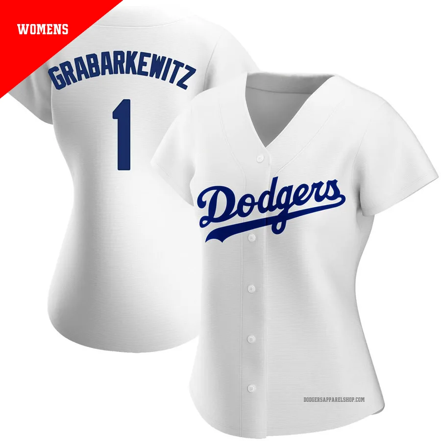 Women's Los Angeles Dodgers ＃1 Billy Grabarkewitz White Authentic Home Jersey
