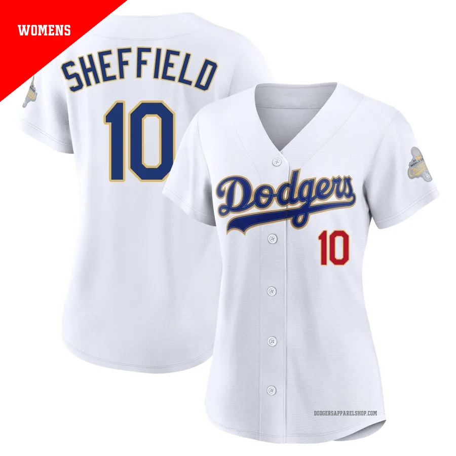 Women's Los Angeles Dodgers ＃10 Gary Sheffield Gold Limited White 2026 Collection Stadium Jersey