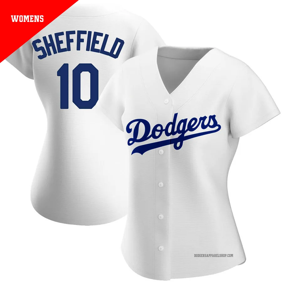 Women's Los Angeles Dodgers ＃10 Gary Sheffield White Authentic Home Jersey