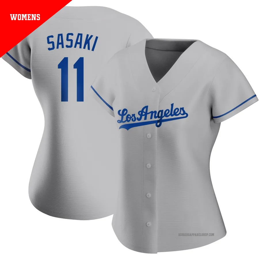 Women's Los Angeles Dodgers ＃11 Roki Sasaki Gray Authentic Road Jersey