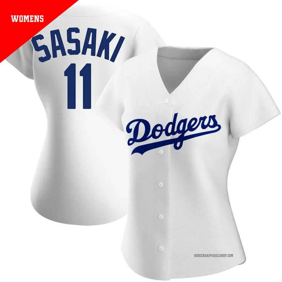 Women's Los Angeles Dodgers ＃11 Roki Sasaki White Replica Home Jersey