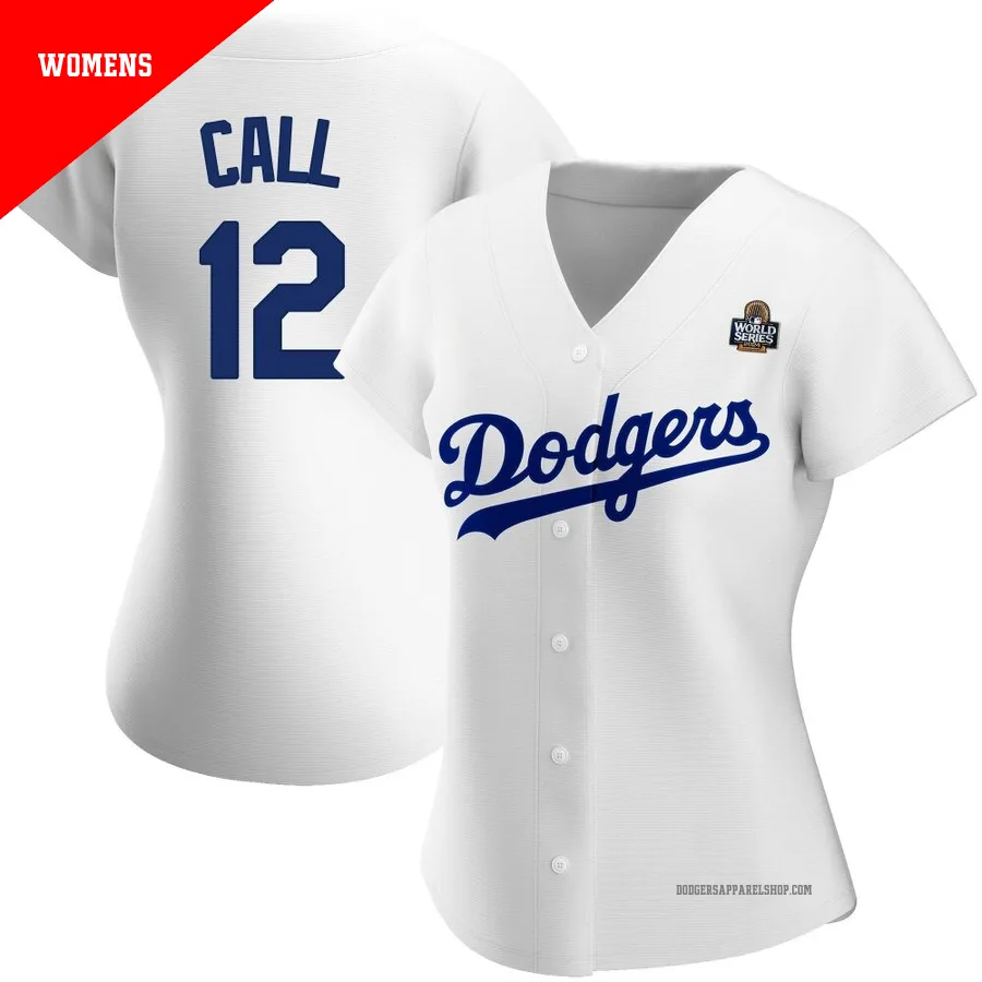 Women's Los Angeles Dodgers ＃12 Alex Call White Authentic Home 2024 World Series Jersey