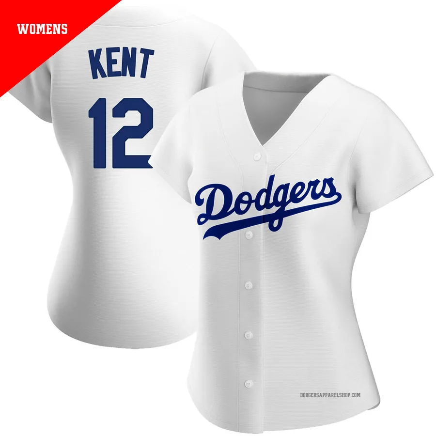 Women's Los Angeles Dodgers ＃12 Jeff Kent White Replica Home Jersey