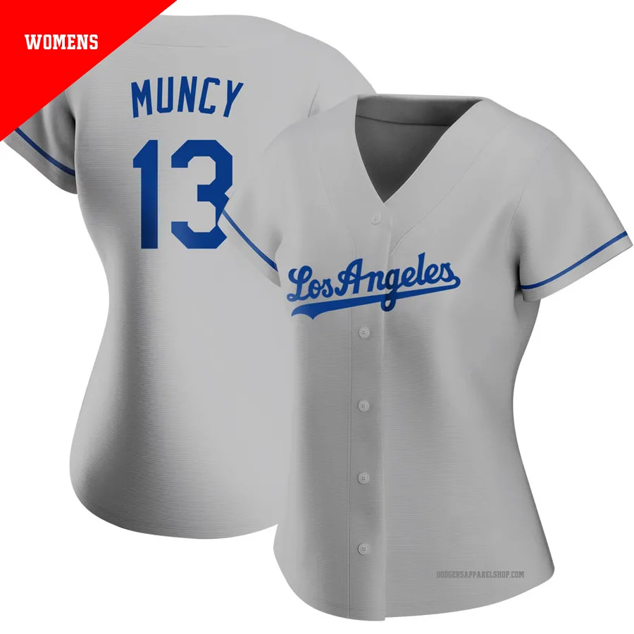 Women's Los Angeles Dodgers ＃13 Max Muncy Gray Replica Road Jersey