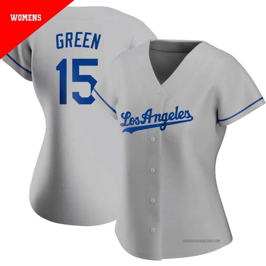 Women's Los Angeles Dodgers ＃15 Shawn Green Gray Authentic Road Jersey