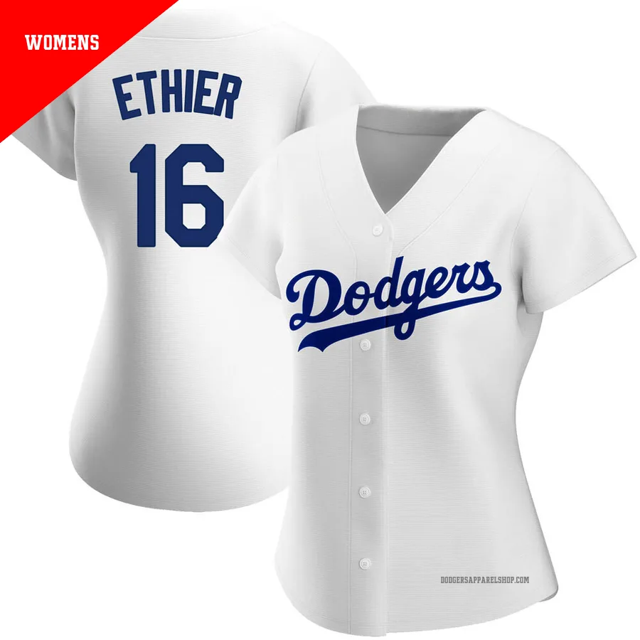 Women's Los Angeles Dodgers ＃16 Andre Ethier White Authentic Home Jersey