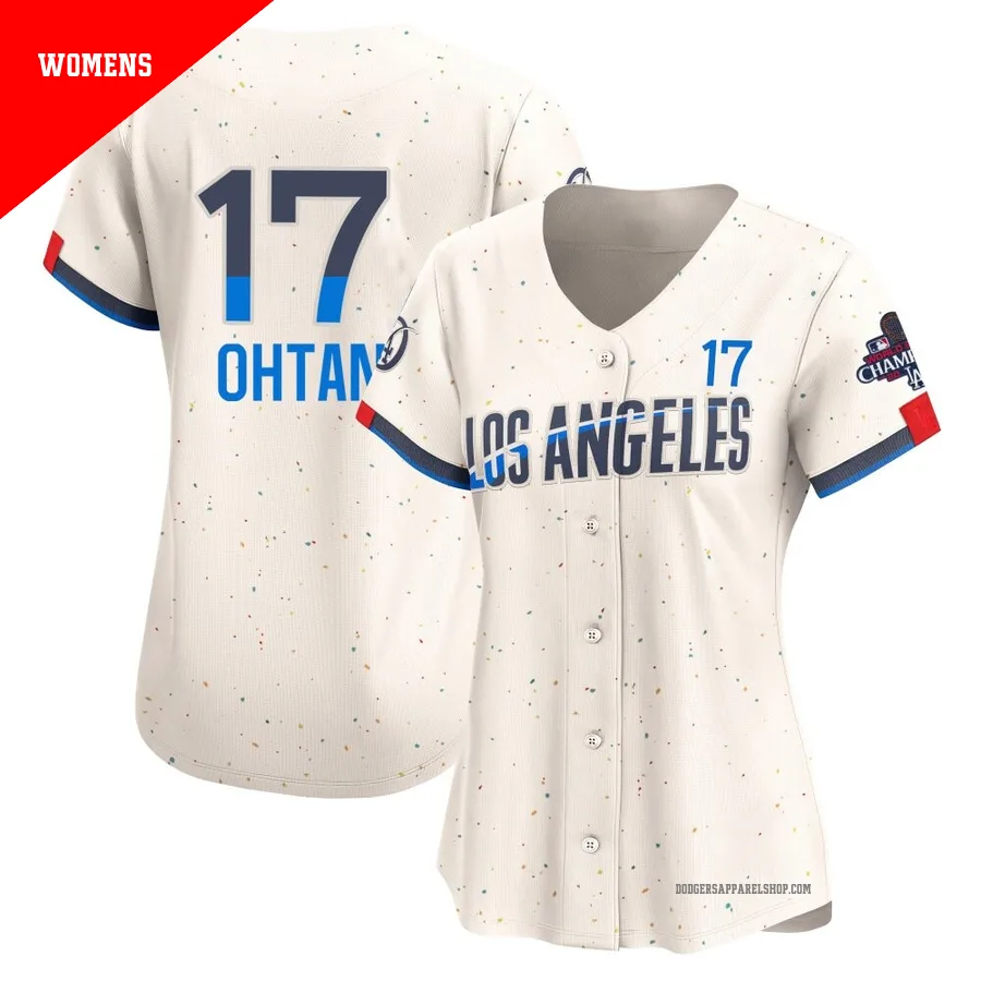 Women's Los Angeles Dodgers ＃17 Shohei Ohtani Cream Limited 2024 City Connect World Series Champions Jersey