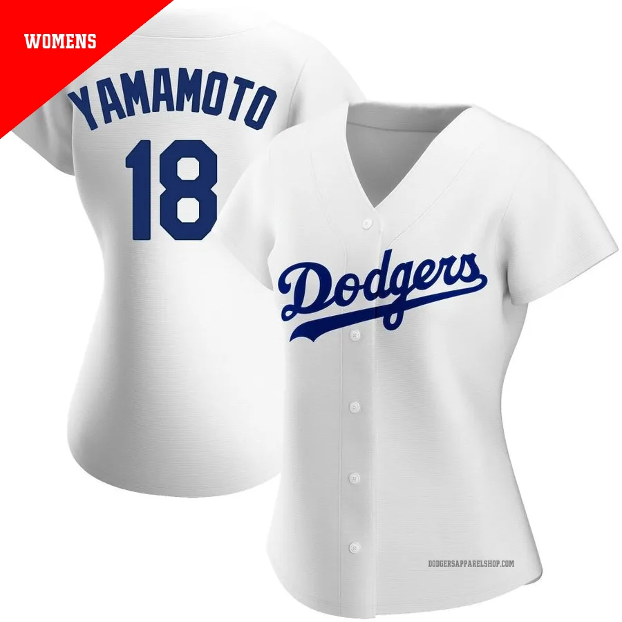 Women's Los Angeles Dodgers ＃18 Yoshinobu Yamamoto White Replica Home Jersey