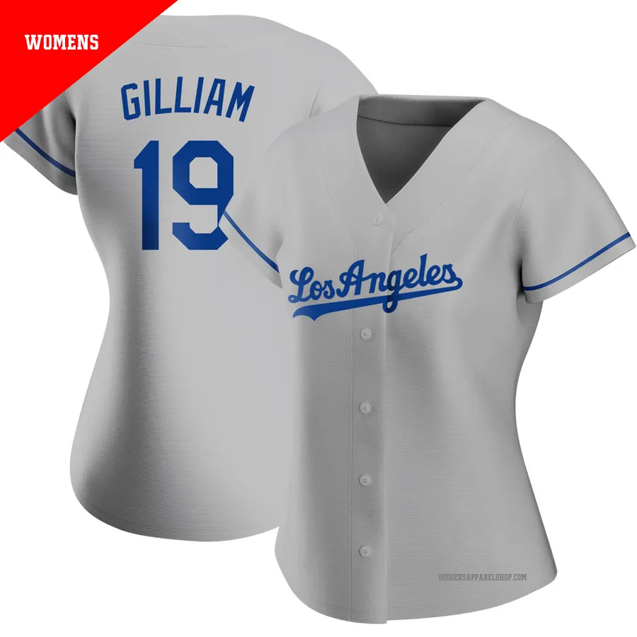Women's Los Angeles Dodgers ＃19 Jim Gilliam Gray Authentic Road Jersey