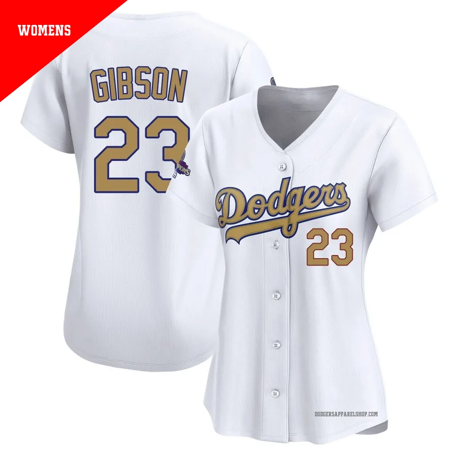 Women's Los Angeles Dodgers ＃23 Kirk Gibson Gold Limited White 2025 Collection Jersey