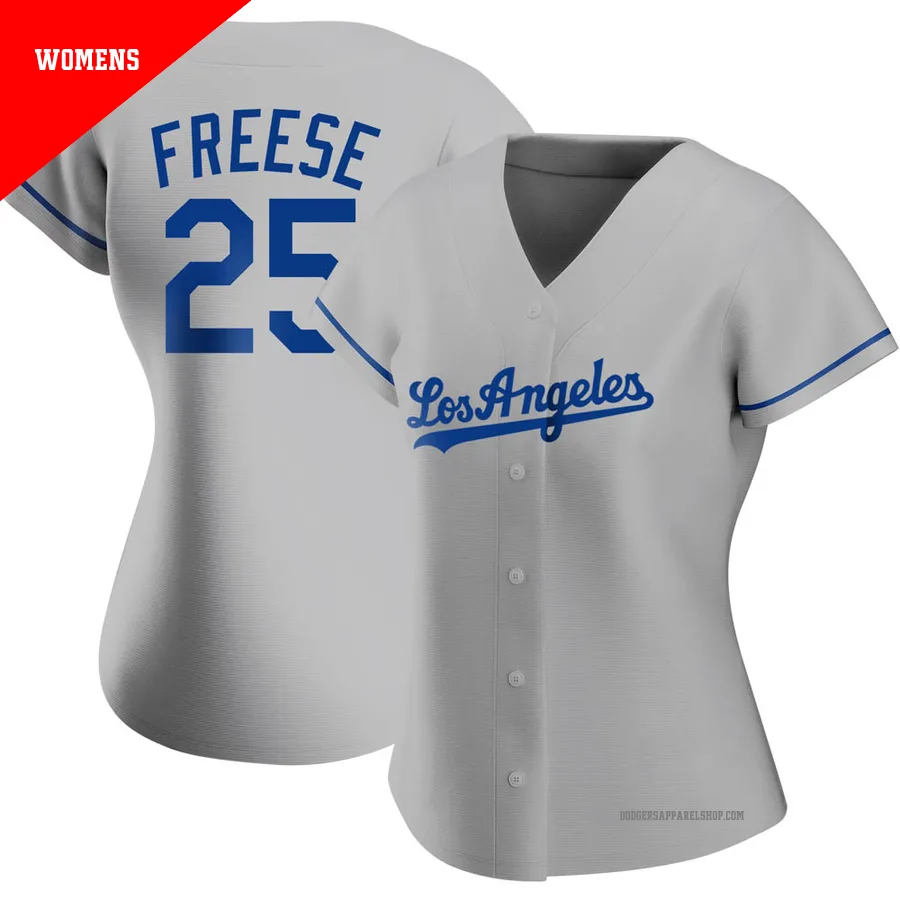 Women's Los Angeles Dodgers ＃25 David Freese Gray Replica Road Jersey
