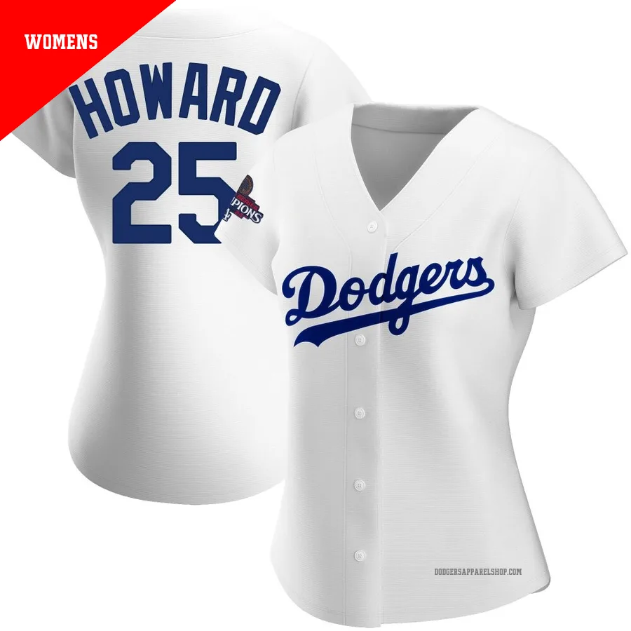 Women's Los Angeles Dodgers ＃25 Frank Howard White Authentic Home 2024 World Series Champions Jersey