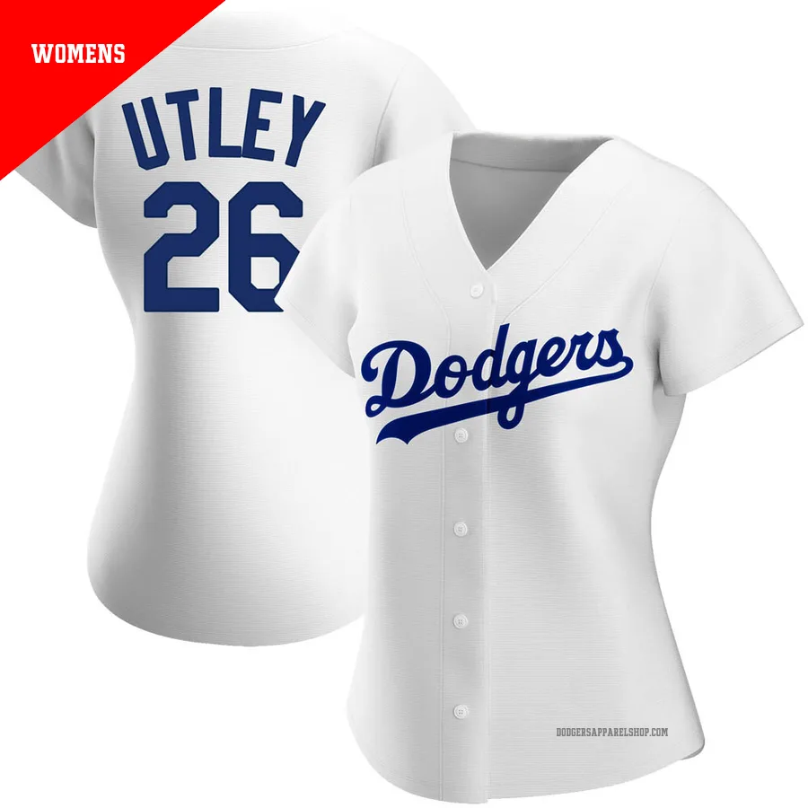 Women's Los Angeles Dodgers ＃26 Chase Utley White Replica Home Jersey