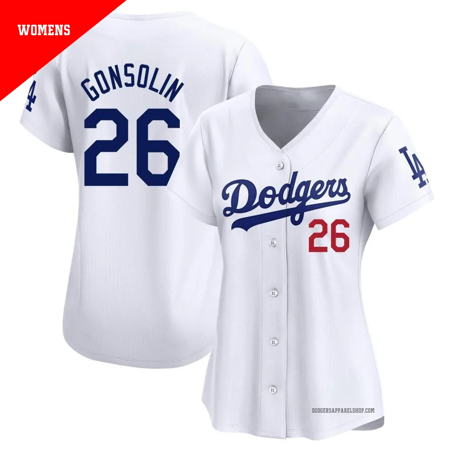 Women's Los Angeles Dodgers ＃26 Tony Gonsolin White Limited Home Jersey