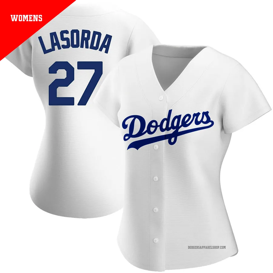 Women's Los Angeles Dodgers ＃27 Tommy Lasorda White Authentic Home Jersey