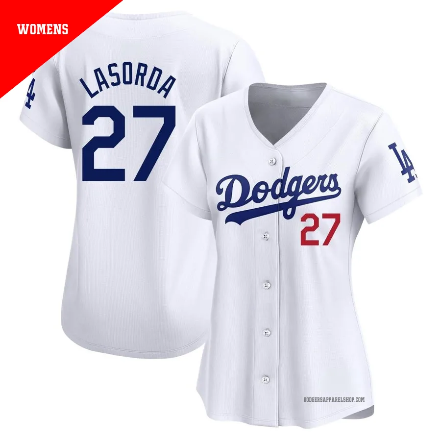 Women's Los Angeles Dodgers ＃27 Tommy Lasorda White Limited Home Jersey