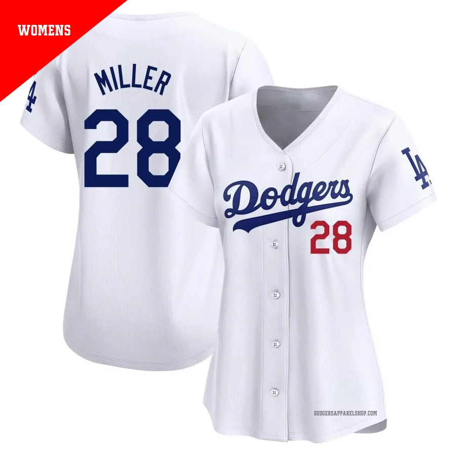 Women's Los Angeles Dodgers ＃28 Bobby Miller White Limited Home Jersey