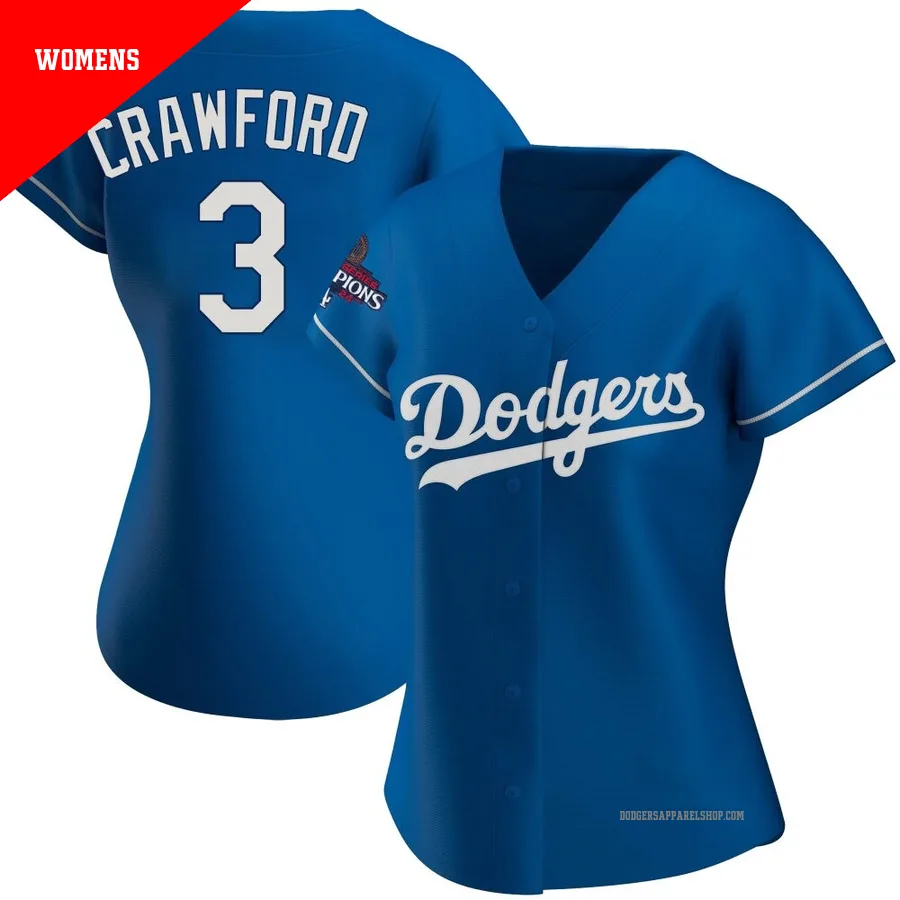 Women's Los Angeles Dodgers ＃3 Carl Crawford Royal Authentic Alternate 2024 World Series Champions Jersey